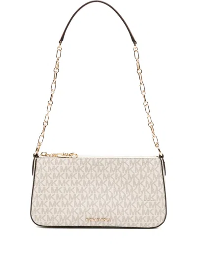 Michael Kors Chain Strap Leather Trim Shoulder Bag In Neutral