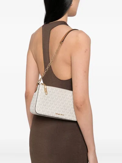 Michael Kors Chain Strap Leather Trim Shoulder Bag In Neutral