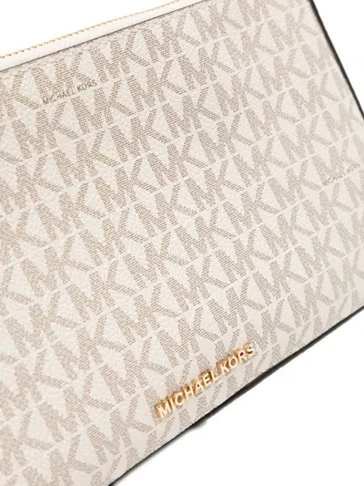 Michael Kors Chain Strap Leather Trim Shoulder Bag In Neutral