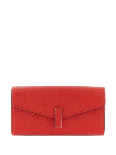 Valextra Chain Strap Rectangular Clutch With Textured Finish In Red