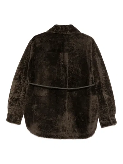 Blancha Belted Shearling Jacket In Brown