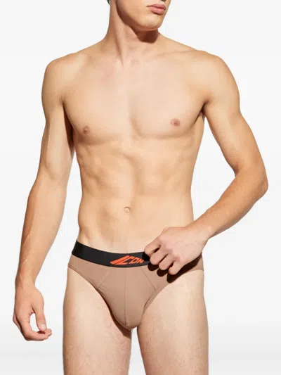 Dsquared2 Logo-band Briefs In Brown