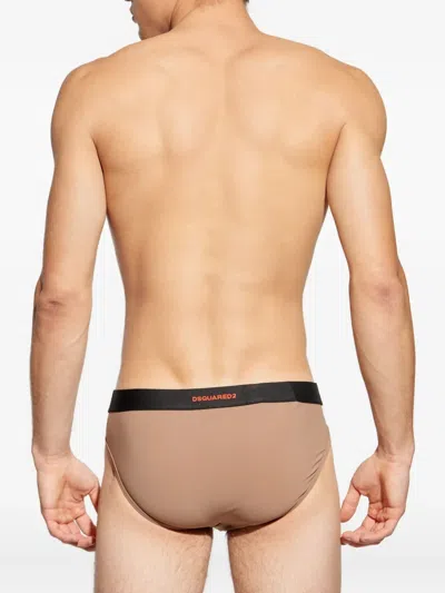 Dsquared2 Logo-band Briefs In Brown