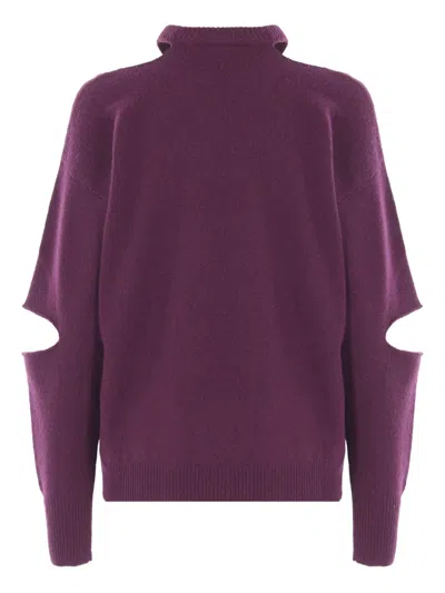 Federica Tosi Cut-out Crewneck Sweater In Purple