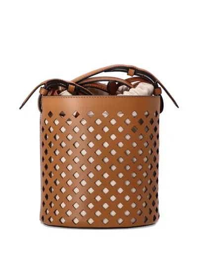 Mulberry Diamond Perforated Leather Bucket Bag In Brown