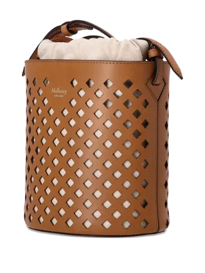 Mulberry Diamond Perforated Leather Bucket Bag In Brown