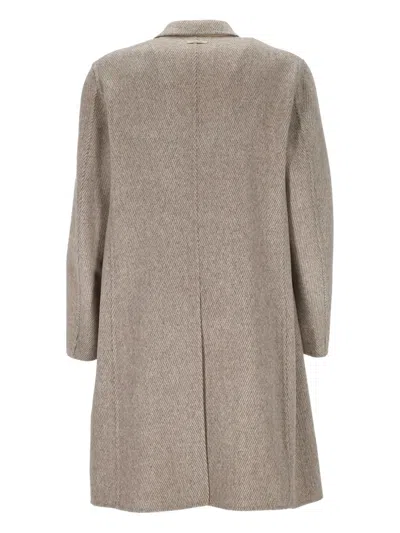 Lardini Herringbone Three-button Coat In Gray