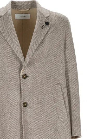 Lardini Herringbone Three-button Coat In Gray