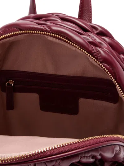 Liu •jo Quilted Burgundy Red Backpack With Adjustable Straps And Logo Plaque In Burgundy