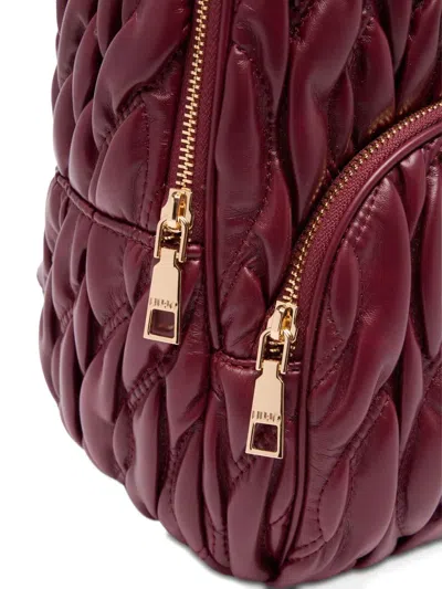 Liu •jo Quilted Burgundy Red Backpack With Adjustable Straps And Logo Plaque In Burgundy