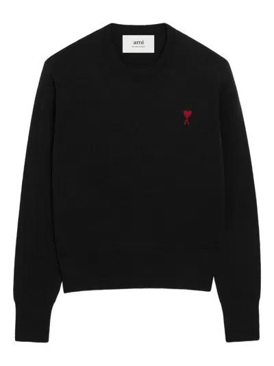 Ami Alexandre Mattiussi Ami Red Adc Sweater In Black