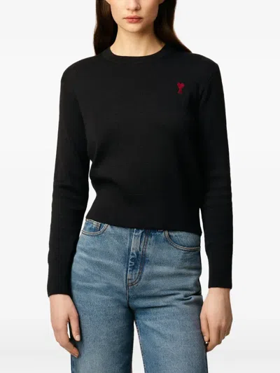 Ami Alexandre Mattiussi Ami Red Adc Sweater In Black