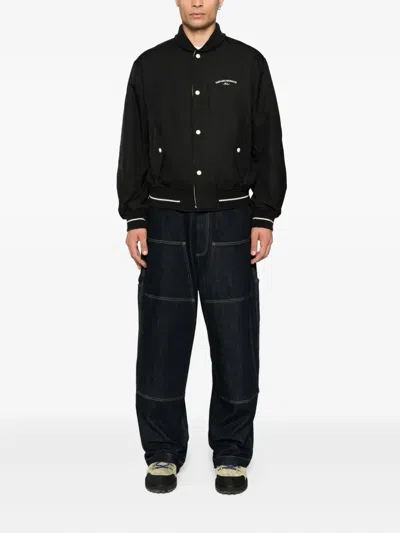 Emporio Armani Nylon Bomber With Logo Embroidery In Black