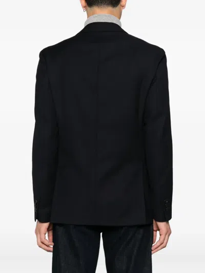 Lardini Structured Blue Blazer With Tailored Fit In Black