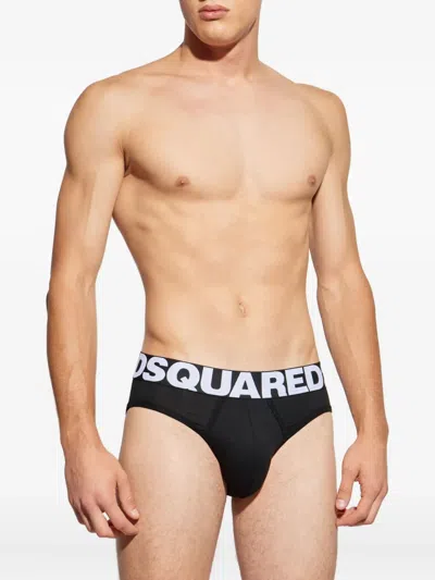 Dsquared2 Logo-band Briefs In Black