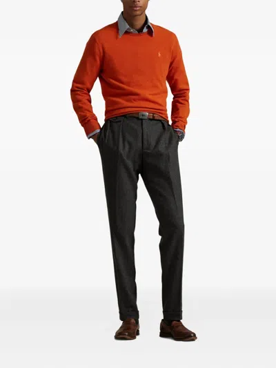 Polo Ralph Lauren Crewneck Sweatshirt In Fine Italian Wool In Orange
