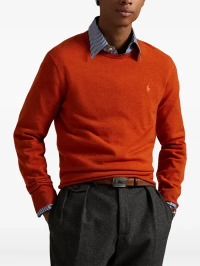 Polo Ralph Lauren Crewneck Sweatshirt In Fine Italian Wool In Orange