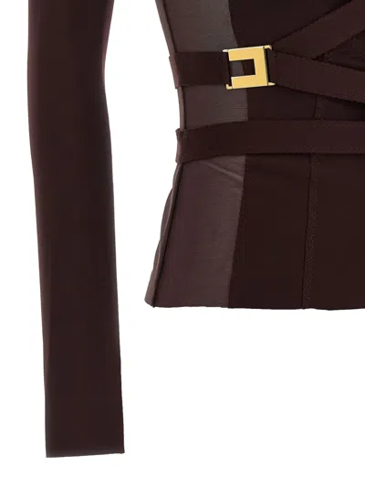 Elisabetta Franchi Bustier Blazer In Brown