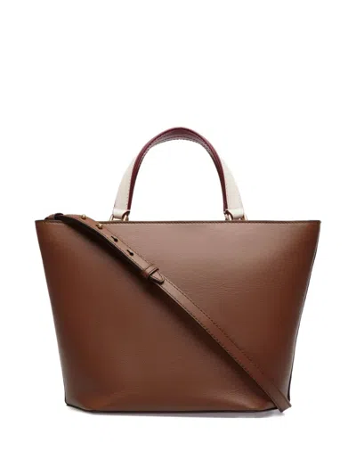 Bally Code Leather Tote Bag In Brown