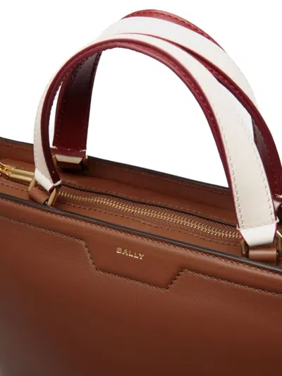 Bally Code Leather Tote Bag In Brown