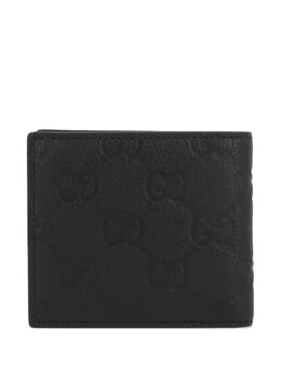 Gucci Gg-monogram Leather Wallet In Black