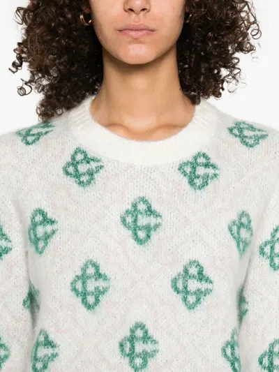 Casablanca Patterned Crew-neck Sweater In White