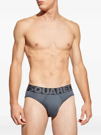 Dsquared2 Logo-band Briefs In Gray