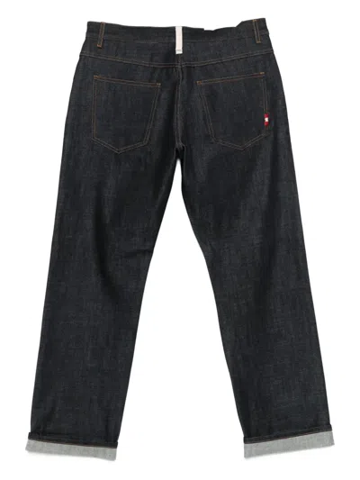 Amish Straight-leg Denim Jeans With Five-pocket Design In Black