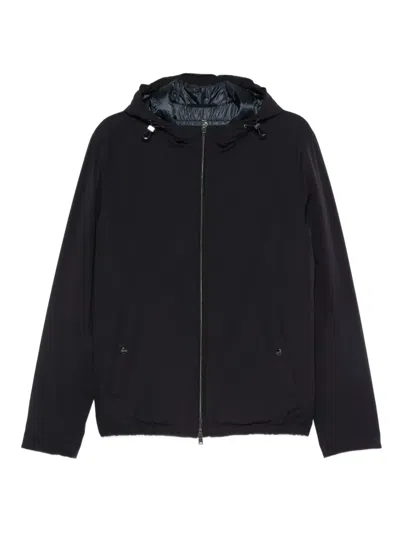 Herno Hooded Long Sleeve Jacket With Elasticated Hem In Black
