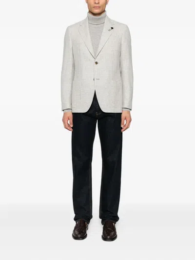 Lardini Single-breasted Checked Blazer In Gray
