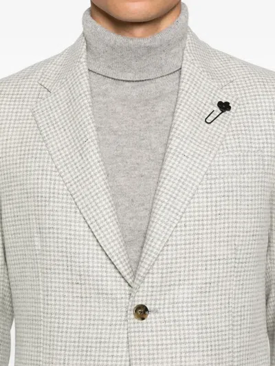 Lardini Single-breasted Checked Blazer In Gray