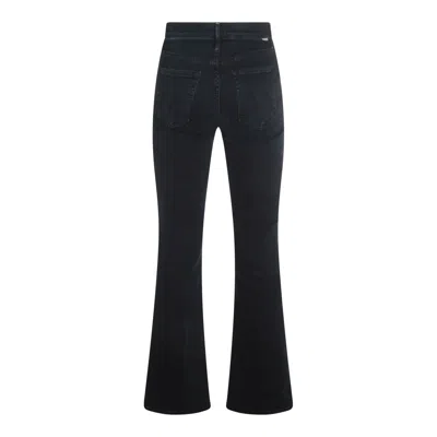 Mother The Weekender' Black Flared Jeans With Branded Button In Stretch Cotton Denim In Black