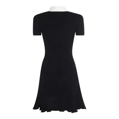 Self-portrait Mini Knitted Dress With Contrasting Collar In Black
