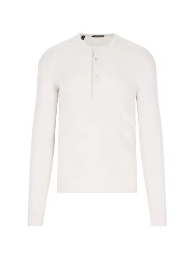 Tom Ford White Stretch-cotton Round-neck Henley T-shirt
