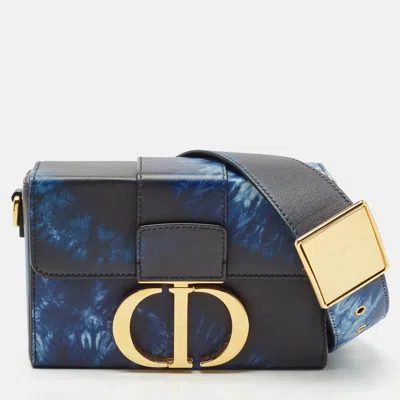 Pre-owned Dior Blue/black Leather Tie Dye 30 Montaigne Box Bag