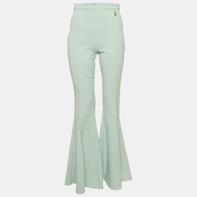 Pre-owned Elisabetta Franchi Mint Green Crepe Flared Leg Trousers M