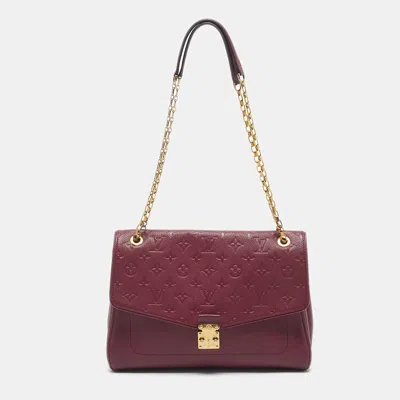 Pre-owned Louis Vuitton Aurore Monogram Empreinte Leather Saint Germain Mm Bag In Burgundy