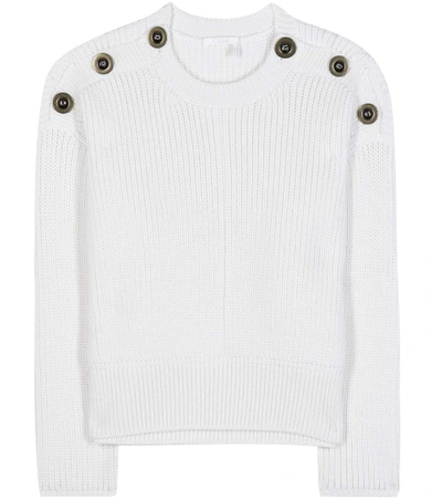 Chloé Embellished Wool Sweater In White