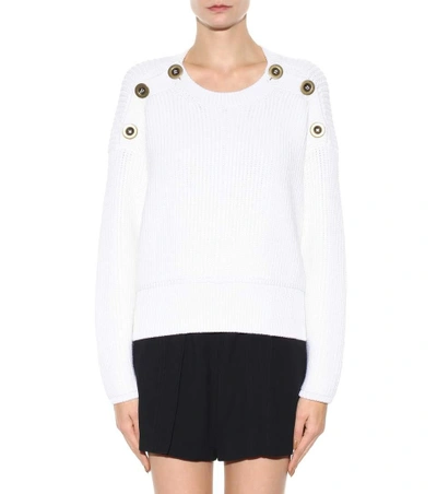 Shop Chloé Embellished Wool Sweater In White