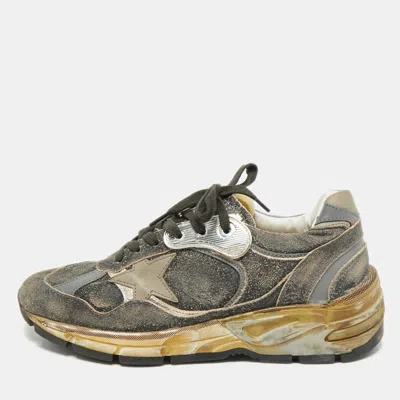 Pre-owned Golden Goose Two Tone Suede And Leather Running Dad Sneakers Size 38 In Black