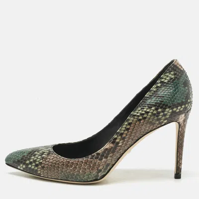 Pre-owned Gucci Multicolor Python Leather Pointed Toe Pumps Size 38.5