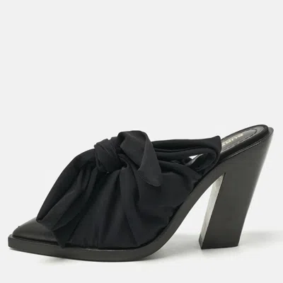 Pre-owned Burberry Black Jersey And Leather Tillington Mules Size 37