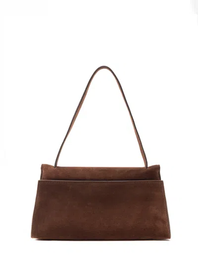 Elleme Long Papillon Suede Top-handle Shoulder Bag In Brown