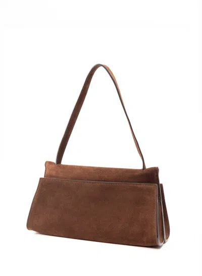 Elleme Long Papillon Suede Top-handle Shoulder Bag In Brown