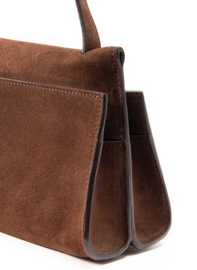 Elleme Long Papillon Suede Top-handle Shoulder Bag In Brown
