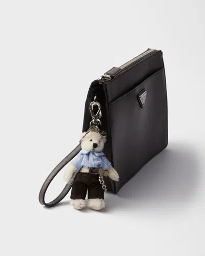 Prada Teddy Keychain Charm In Black