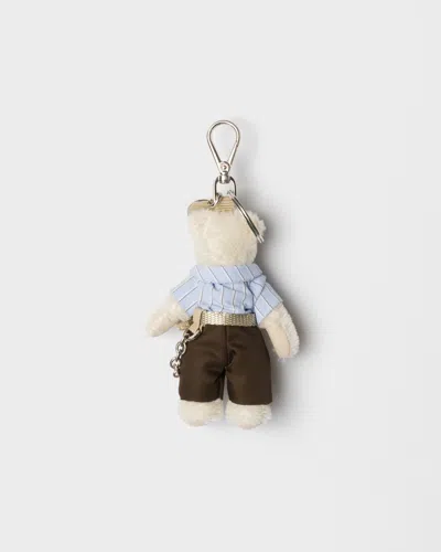 Prada Teddy Keychain Charm In Black