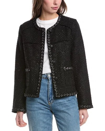 Rag & Bone Cheyenne Whipstitch-trimmed Tweed Lady Jacket In Black