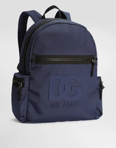 Dolce & Gabbana Logo-embossed Backpack In Blue