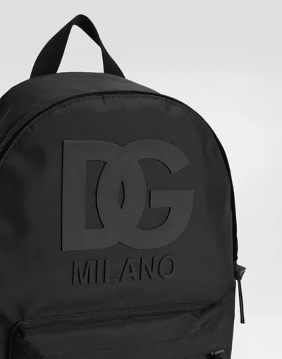 Dolce & Gabbana Nylon Backpack With Dg Rubber Patch In Black